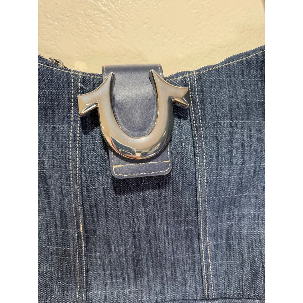 True Religion‎ Denim Hobo Shoulder Bag Dark Indigo Horseshoe Logo Buckle NWT